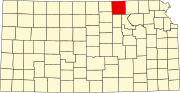 Map of Kansas highlighting Washington County