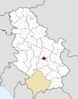 Location of the municipality of Varvarin within Serbia