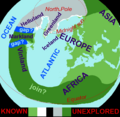 Image 21Based on the medieval Íslendingasögur sagas, including the Grœnlendinga saga, this interpretative map of the "Norse World" shows that Norse knowledge of the Americas and the Atlantic remained limited. (from Atlantic Ocean)