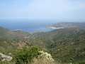 Magnífica vista des del Monestir de Sant Pere de Rodes. Mar Mediterrani i el Port de la Selva.