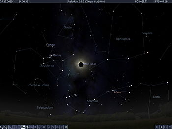 Konstellation während der Sonnenfinsternis vom 24. November 29