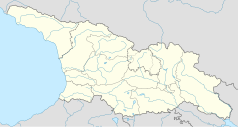 Mapa konturowa Gruzji, na dole po lewej znajduje się punkt z opisem „Batumi”