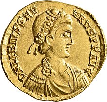 Golden coin depicting Libius Severus