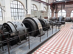 Engine room with Ward-Leonard groups for the extraction machines of Winterslag Coal Mine in Genk (Belgium)