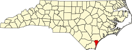 Locatie van New Hanover County in North Carolina