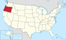 Karte der USA, Oregon hervorgehoben