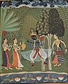 Krishna dansant. Peinture rajpoute de l'École de Bundi, réalisée vers 1620.