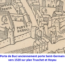 Porte de Buci sur plan Truschet et Hoyau.