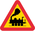 Varning för järnvägskorsning utan bommar