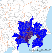 Metropolregion Kantō (関東大都市圏 Kantō Dai-toshi-ken; 36,9 Mio. Einwohner, 2015) des japanischen Statistikamts