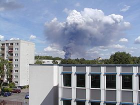 Smoke of a fire in eastern Cologne (2005)