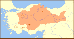 แผนที่อาณาจักรสุลต่านแห่งรัม ในปี พ.ศ. 1733