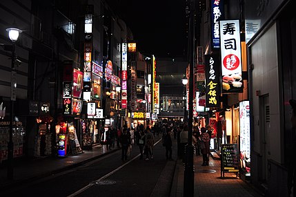 Streets of Shibuya at night