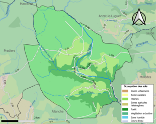 Carte en couleurs présentant l'occupation des sols.