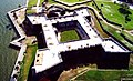 Castillo de San Marcos (c.1668), Florida. Ravelin at the top of photo, between two bastions.