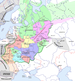 Principality of Kiev (light blue) in 1237