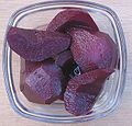 Pears simmered in red wine