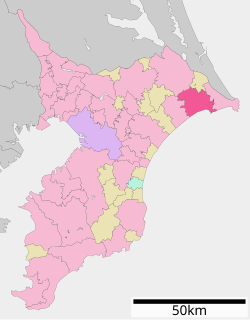 Asahin sijainti Chiban prefektuurissa