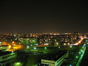 Vedere panoramică spre Koszalin noaptea