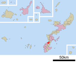 Ginowans läge i Okinawa prefektur