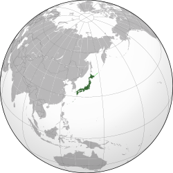 Местоположбата на Јапонија (темнозелена)