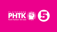 logo blanc sur fond rose avec les lettres PHTK et un poing levé