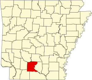 Map of Arkansas highlighting Ouachita County
