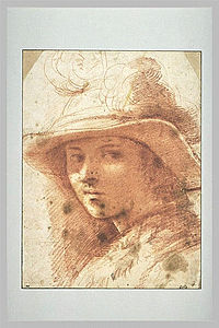 Tête de jeune femme avec chapeau sanguine,1605, Musée du Louvre