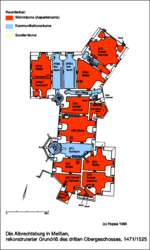 Reconstruction of the room functions of the third floor (attic) around 1500