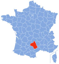 Aveyrons placering i Frankrig