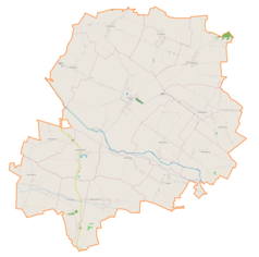 Mapa konturowa gminy Bejsce, w centrum znajduje się punkt z opisem „Bejsce”