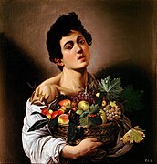 Frutaz beteriko saskia daraman mutikoa, 1593-94, Galleria Borghese, Erroma