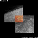 Mosaic of frames 1 and 2. The Martian atmosphere is visible over the planet's limb.