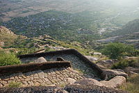 Serpentine stairs to Dhosi Hill Crater from Kultajpur side in Haryana.