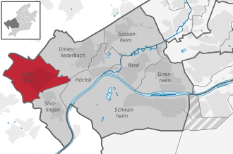 Carte situant le quartier (en rouge) au sein l'arrondissement (en gris foncé) et du reste de la ville (en gris clair)