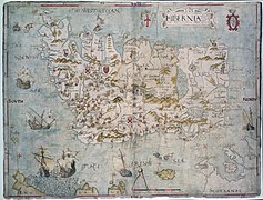 Hibernia, Anglia vulgare Hirlandia vocatur - map of Ireland by John Goghe, 1567.jpg