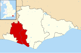 Pozicija Lewesa na karti Grofovije East Sussex