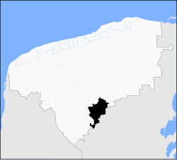 Location of Peto in Yucatán