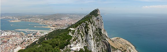 Vue panoramique du sommet du rocher de Gibraltar.