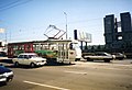 Tatra T3 tram passes near "The house of the Soviets"