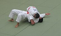 Ude-garami armlock attempted in Judo competition