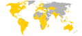 World map with countries visited by John Paul II coloured yellow.