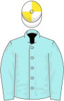 Pale blue, white and yellow quartered cap