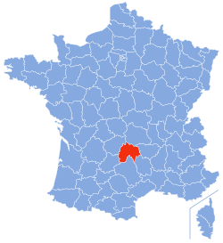 Cantals placering i Frankrig