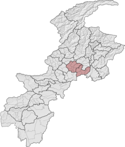 Mardan Division (red) in Khyber Pakhtunkhwa