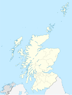 Mapa konturowa Szkocji, na dole znajduje się punkt z opisem „East Kilbride”