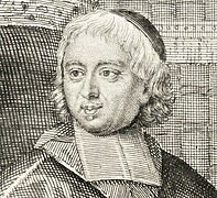 Détail du visage de Bossuet dans la gravure de Bonnart, vers 1690 (?).
