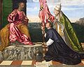 Rodrigo Borgia (Pous Alexander VI) beveel biskop Jacopo Pesaro by Simon Petrus aan (deur Titiaan, ongeveer 1509)