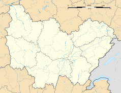 Mapa konturowa Burgundii-Franche-Comté, po lewej nieco u góry znajduje się punkt z opisem „Annoux”