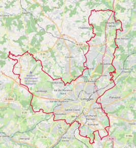 Poziția localității Limoges